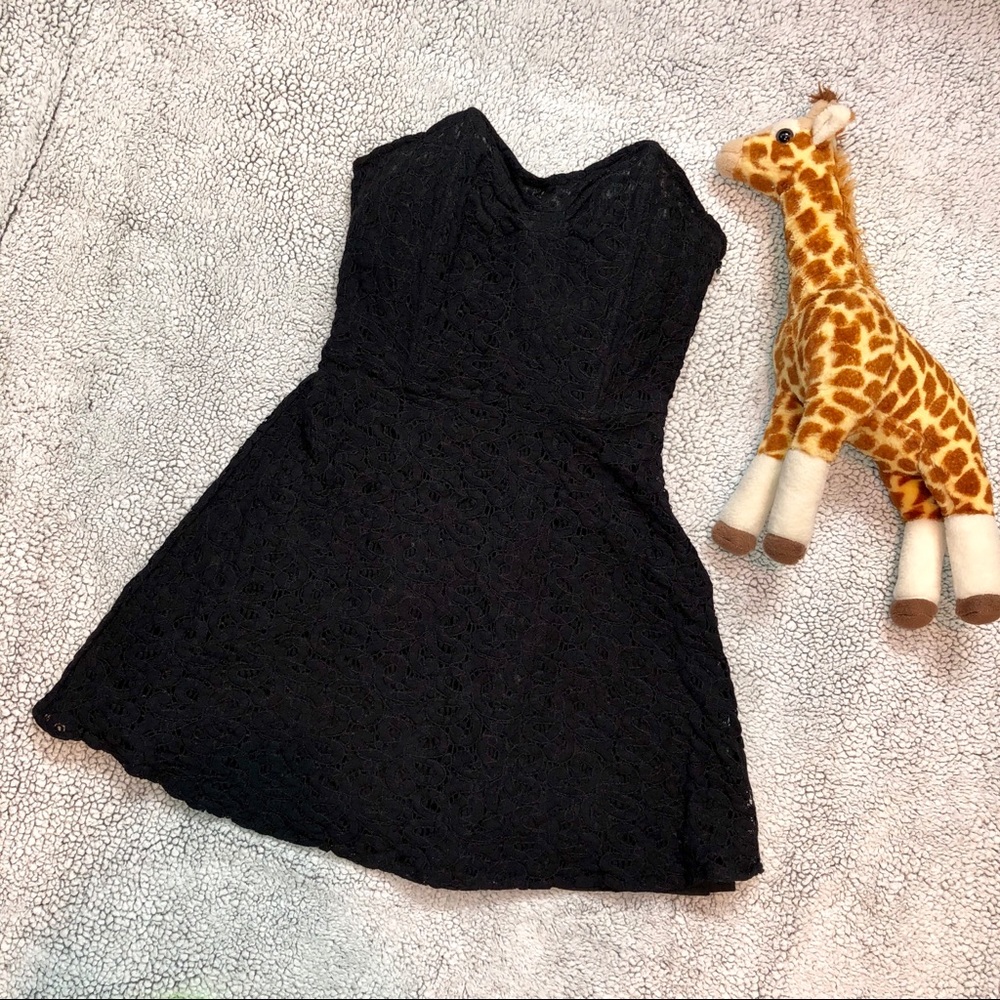 Strapless Black Lace Dress